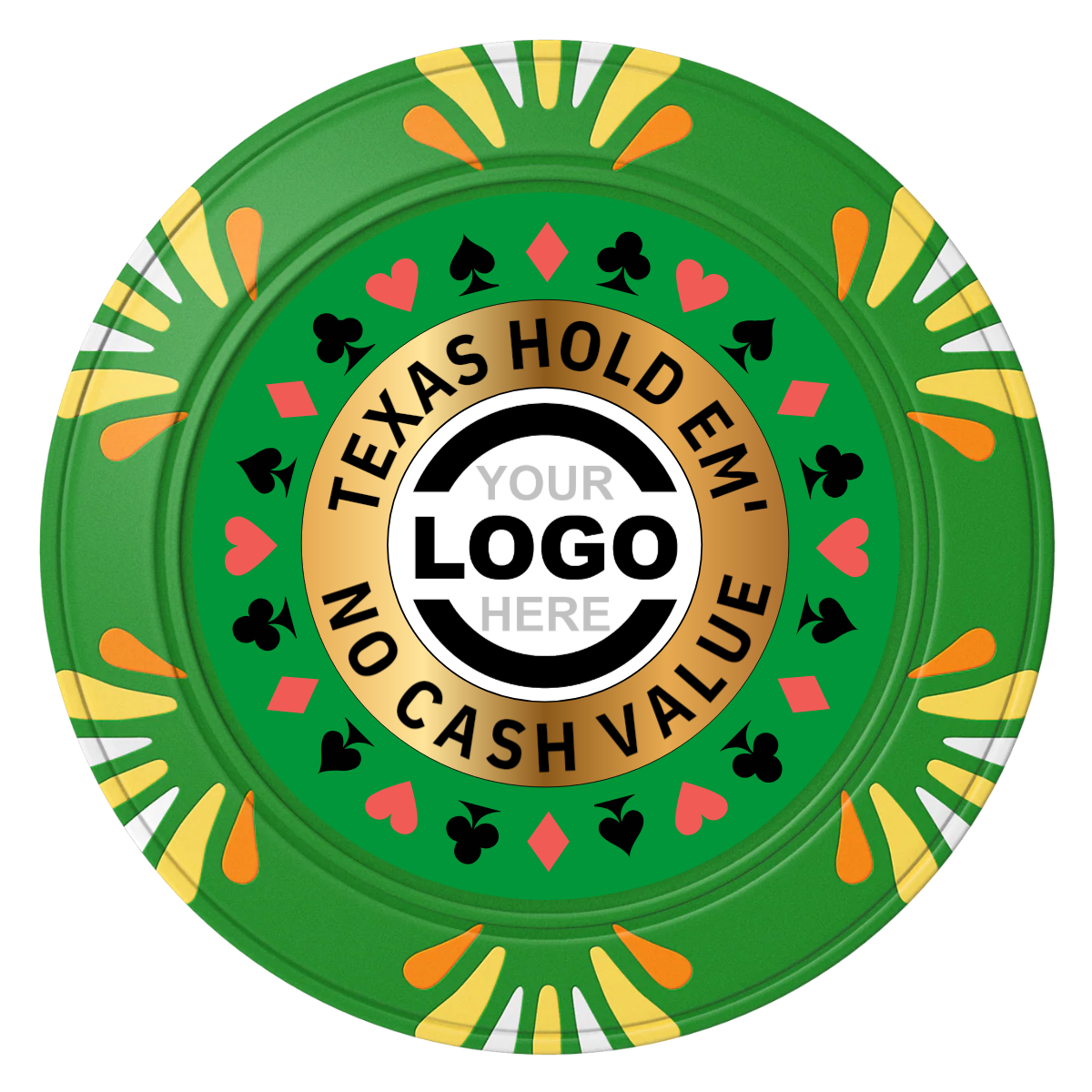 Texas Hold Em' Clay Poker Chips - Green / Macau / 40mm - Front
