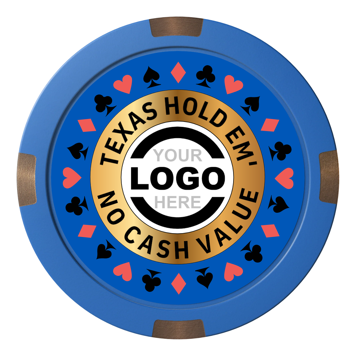 Texas Hold Em' Composite & Metal Hybrid Poker Card Protectors - Blue - Back