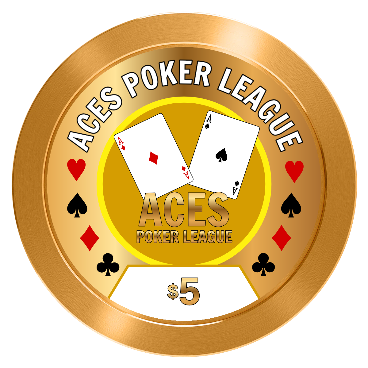Aces Poker League Aluminum Poker Chips - Gold - Back