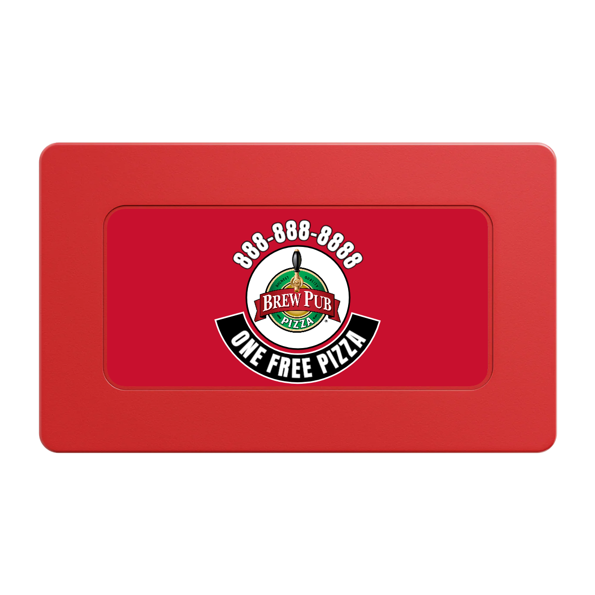 Brew Pub or Pizzeria with Logo Rectangular Poker Chip Plaques - Red - Front