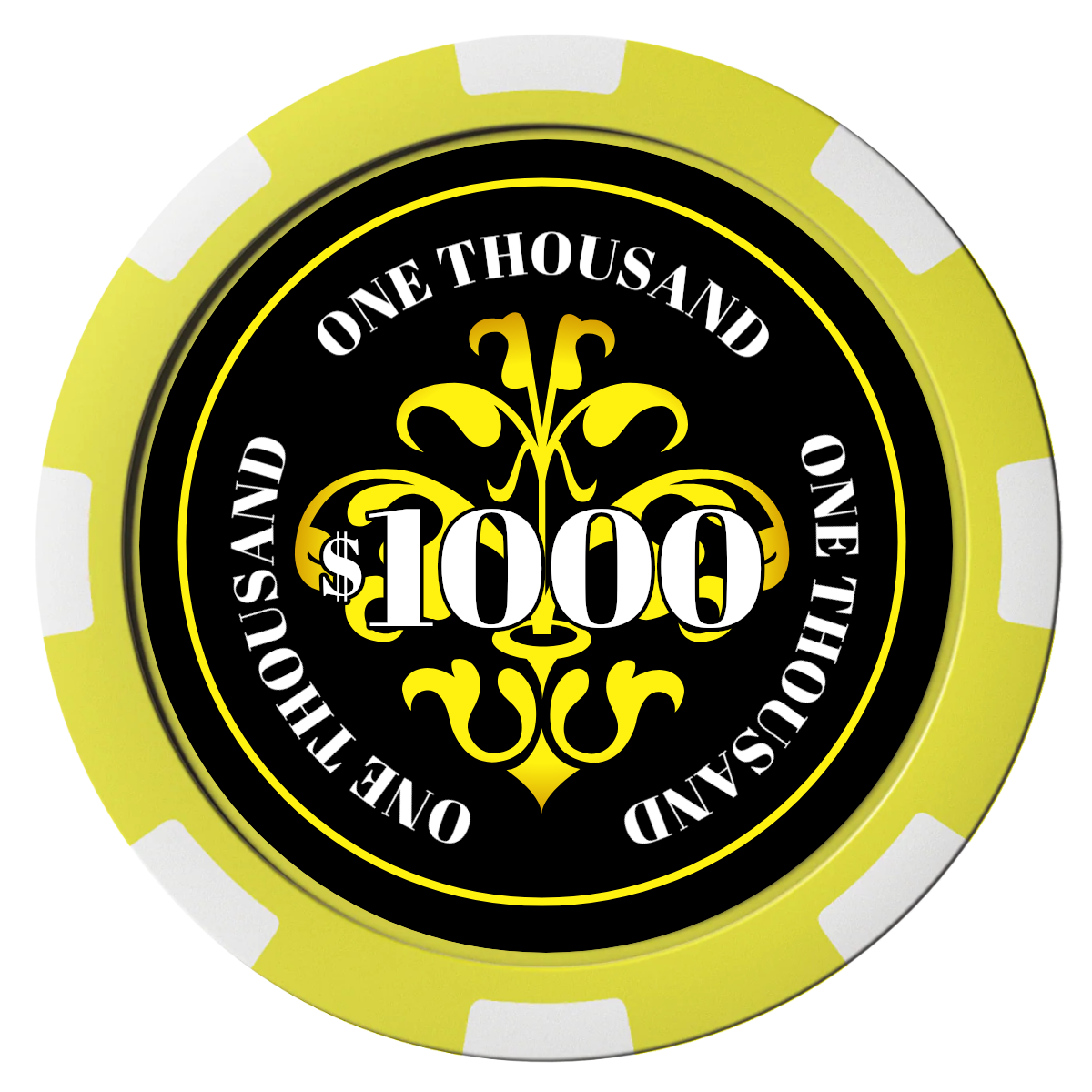 Gothic Revival Composite Poker Chips - Yellow / 8 Stripe - Front