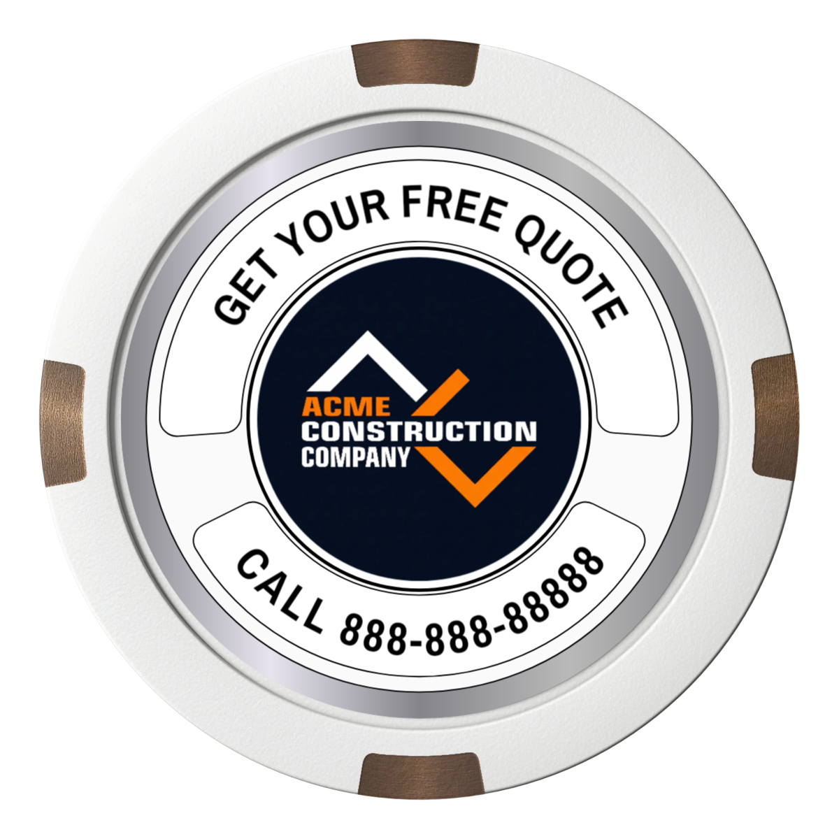 Acme Construction Composite & Metal Hybrid Poker Chips - White - Back