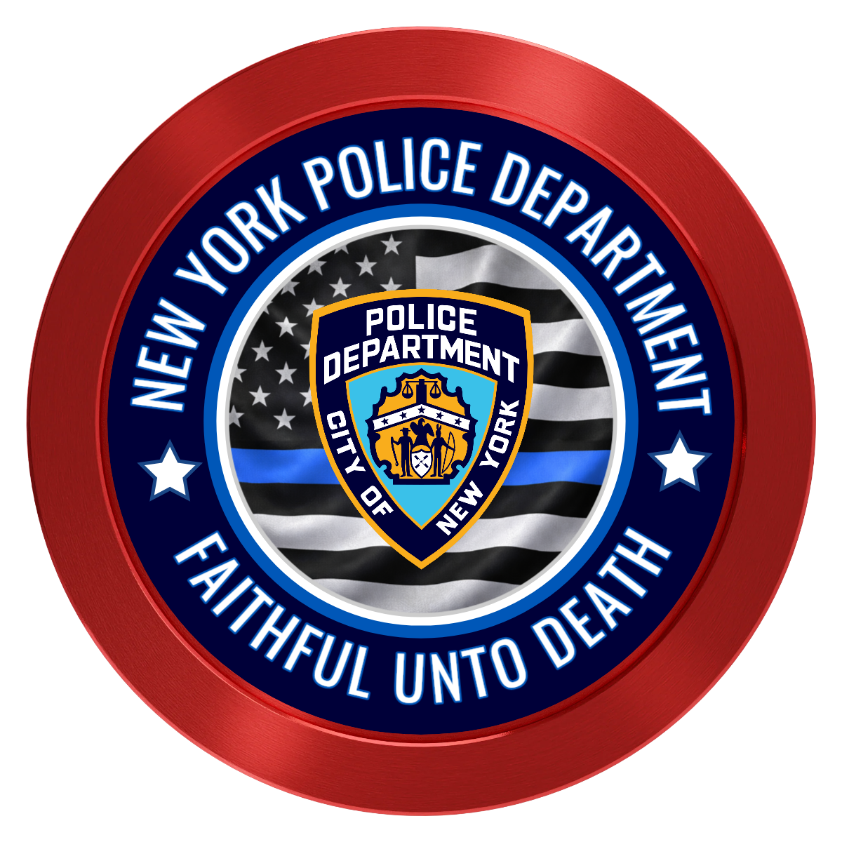 NYPD Safe and Fair Aluminum Poker Chips - Red - Front