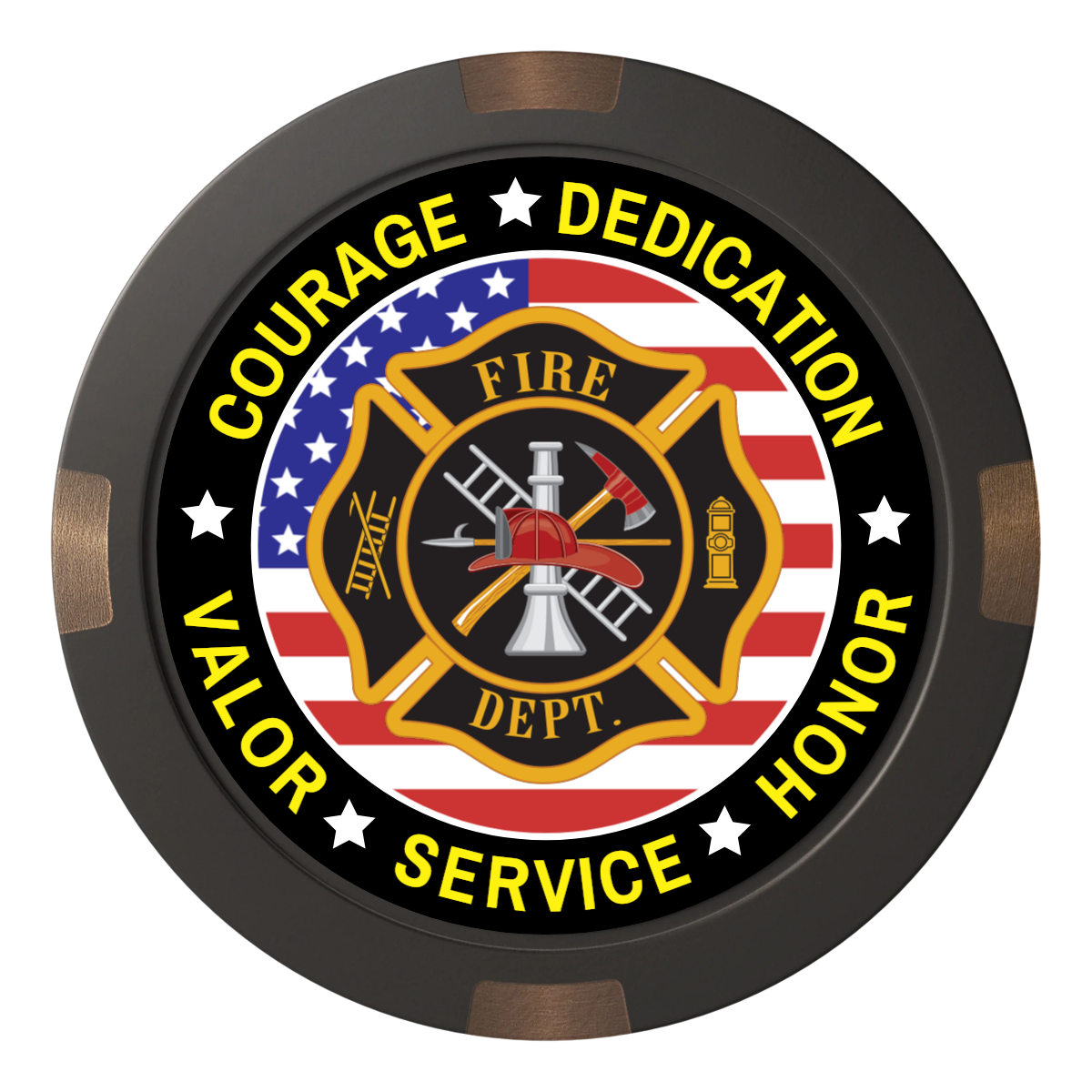 Firefighter Maltese Cross Composite & Metal Hybrid Poker Chips - Black - Back