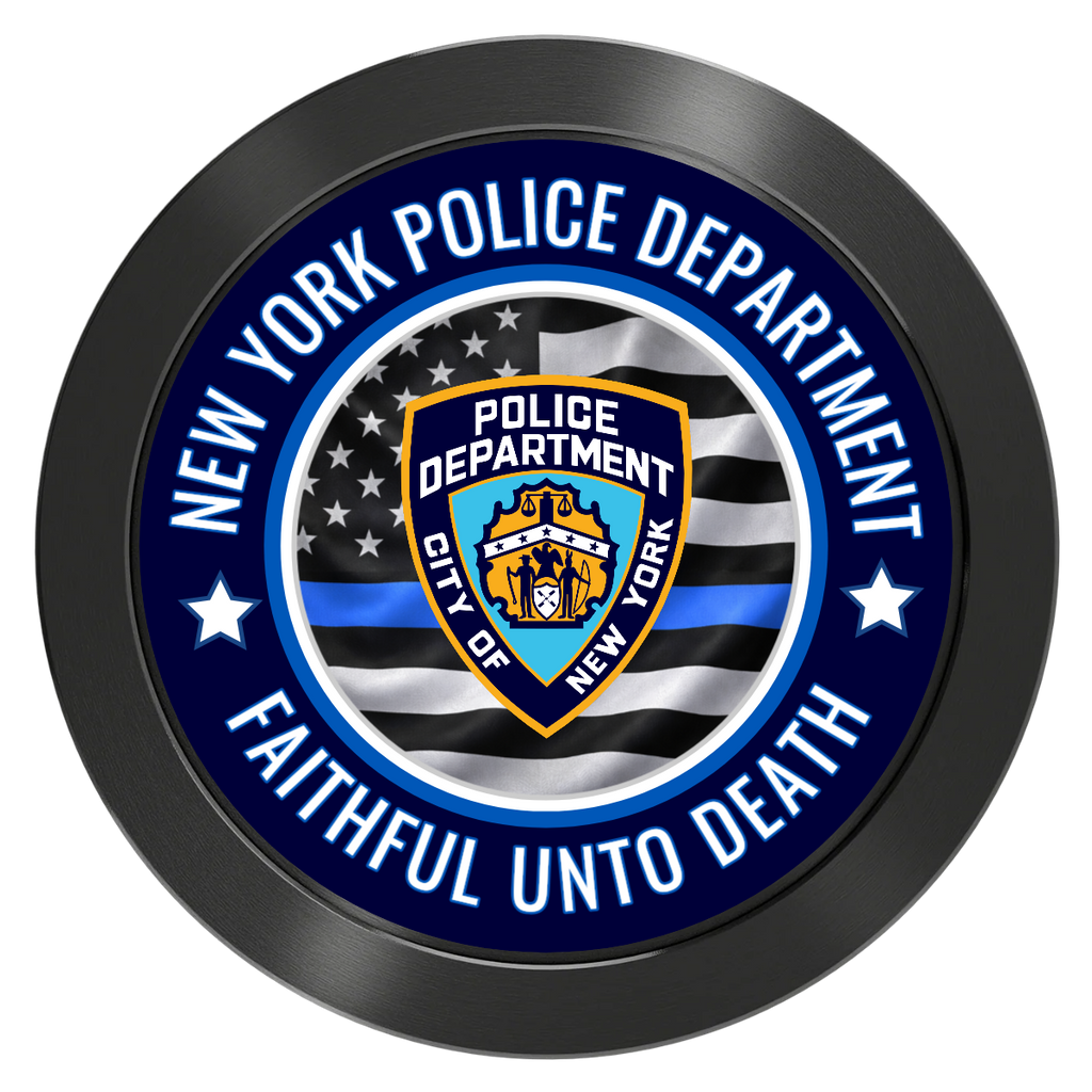 NYPD Safe and Fair Aluminum Poker Chips - Black - Front