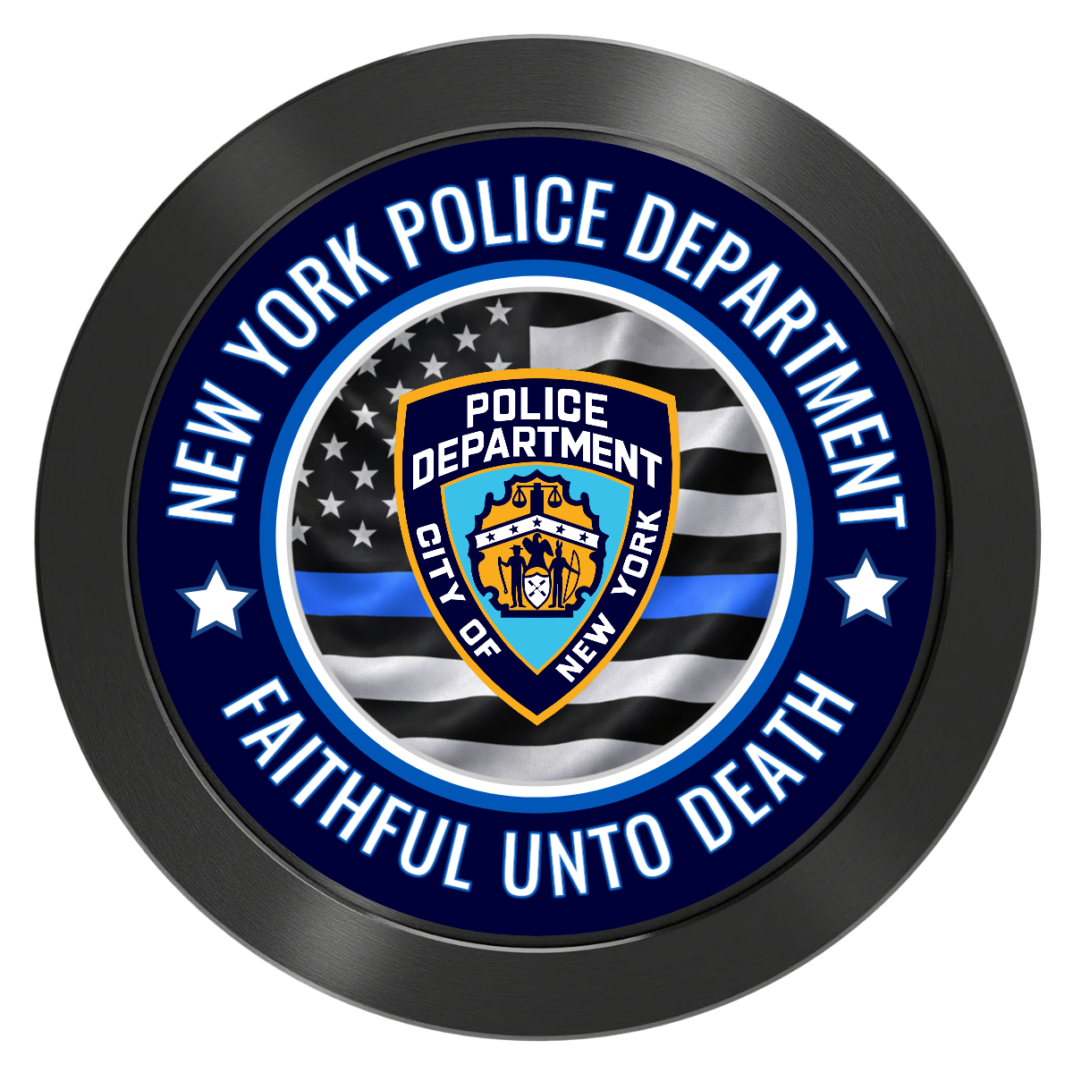 NYPD Safe and Fair Aluminum Poker Chips - Black - Front