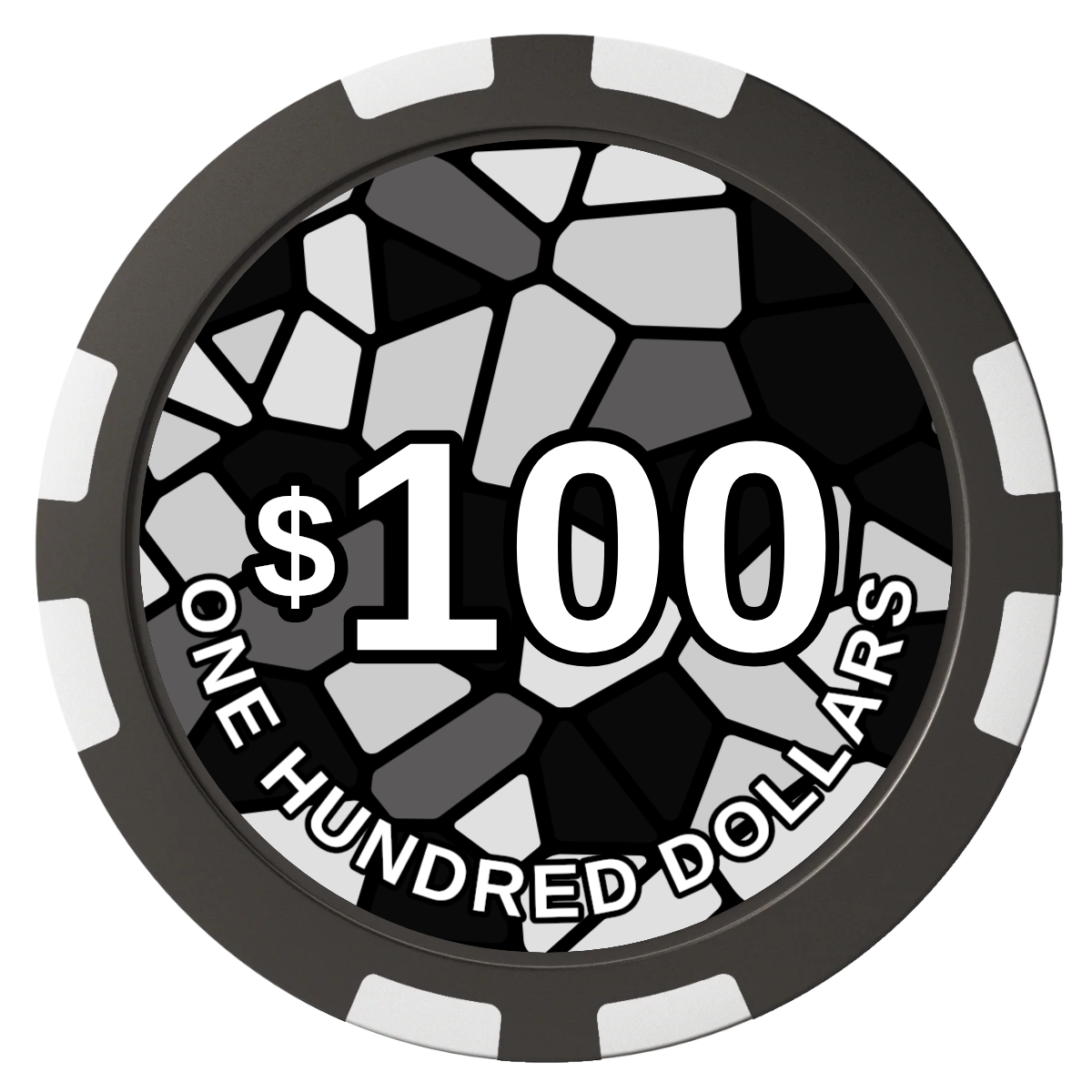 Stained Glass Composite Poker Chips - Black / 8 Stripe - Front
