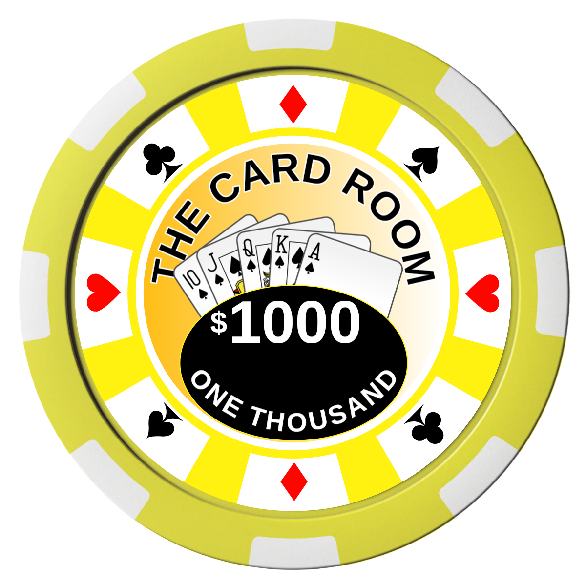 A Suitable Design Composite Poker Chips - Yellow / 8 Stripe - Front