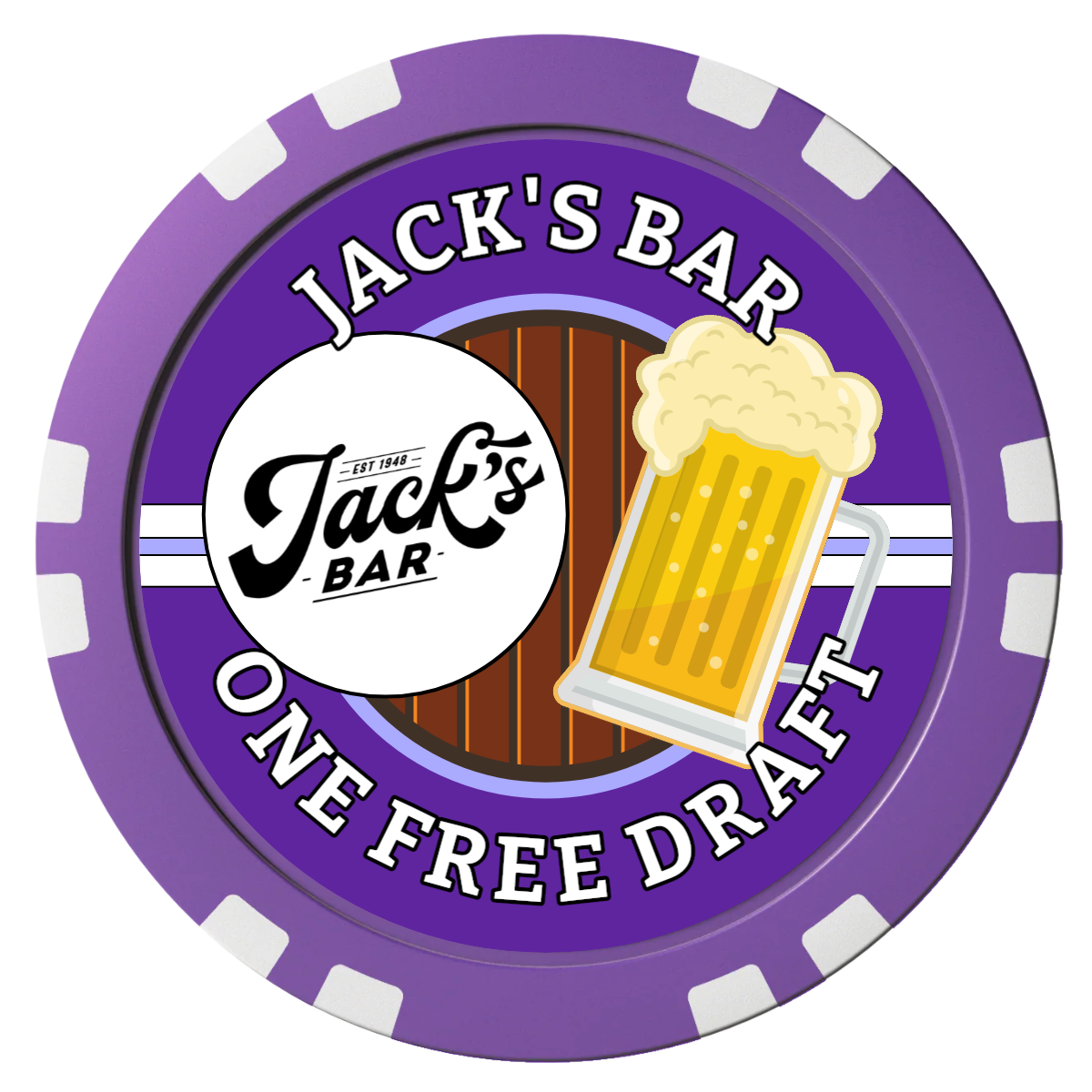 Barnyard Brew Composite Poker Chips - Purple / Double Stripe - Front