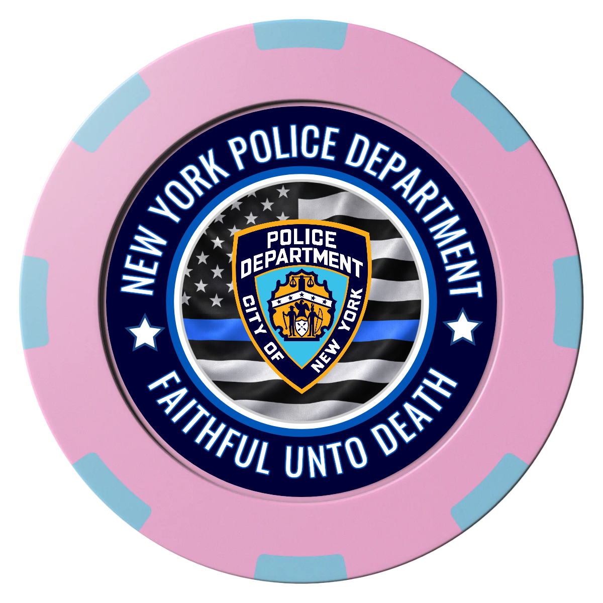 NYPD Safe and Fair Clay Poker Chips - Pink / 8 Spot (2 Tone) / 40mm - Front