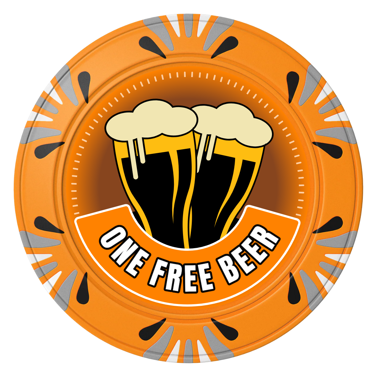 Double Pint 2 Clay Poker Chips - Orange / Macau / 40mm - Front