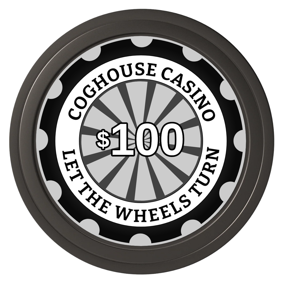 Cog House Composite Poker Chips - Black / Solid - Front