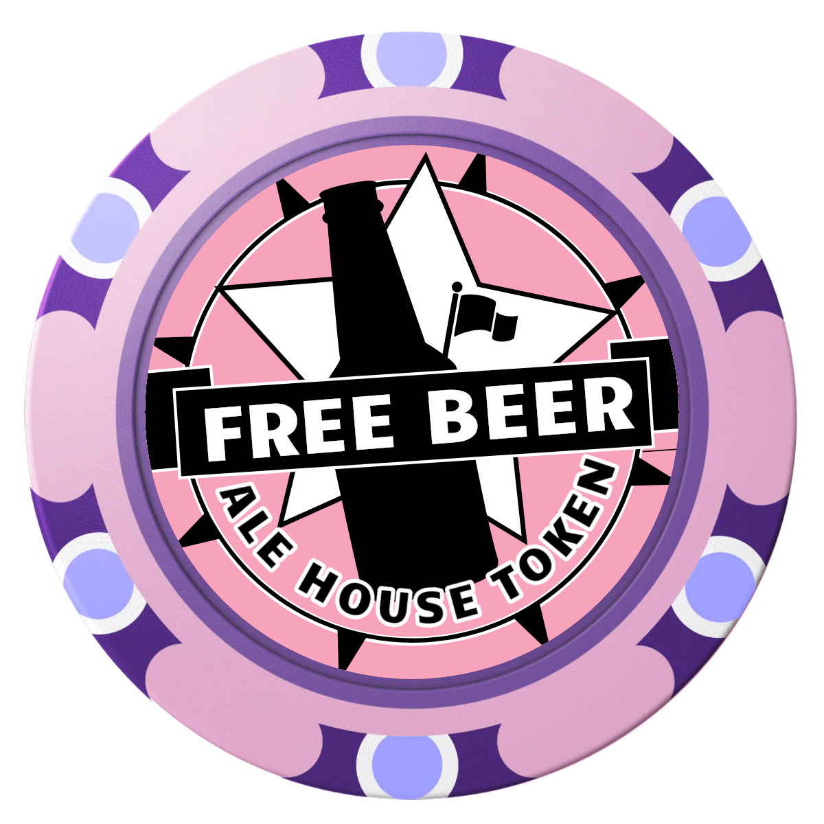 Free Beer Drink Clay Poker Chips - Pink / Monte Carlo / 40mm - Front
