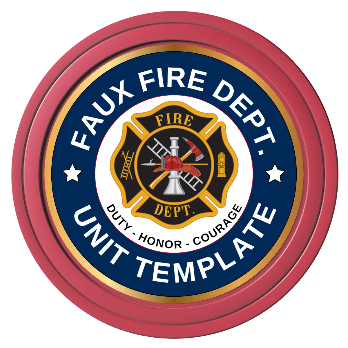 Faux Fire Dept. #01 Composite Poker Chips - Red / Solid - Front