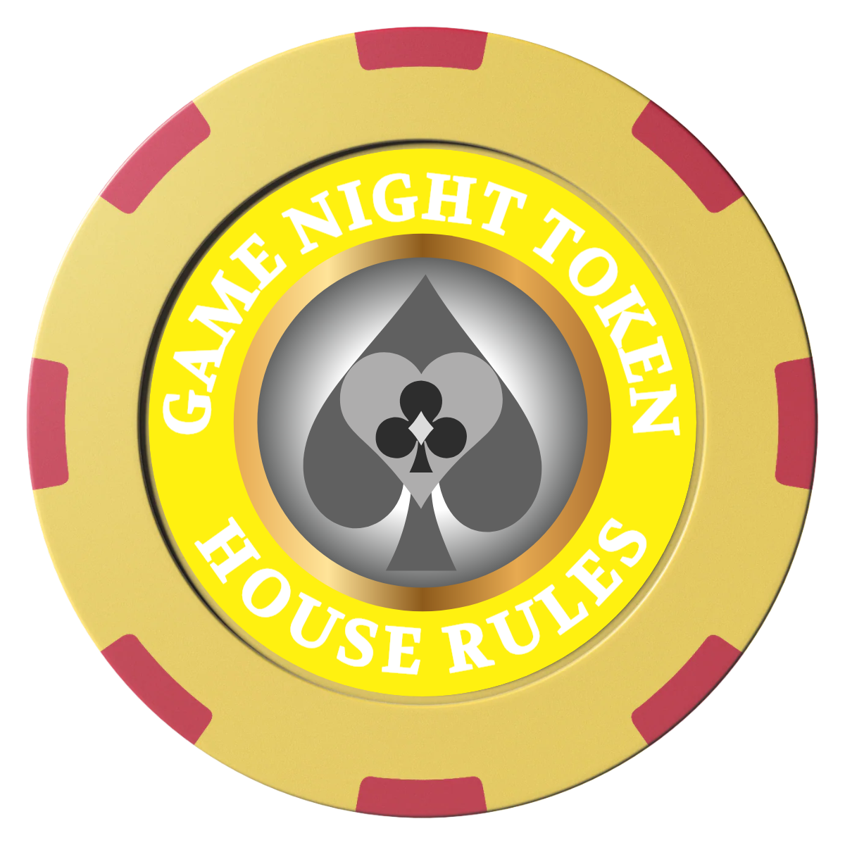 Stacked Suits Clay Poker Chips - Yellow / 8 Spot (2 Tone) / 40mm - Front