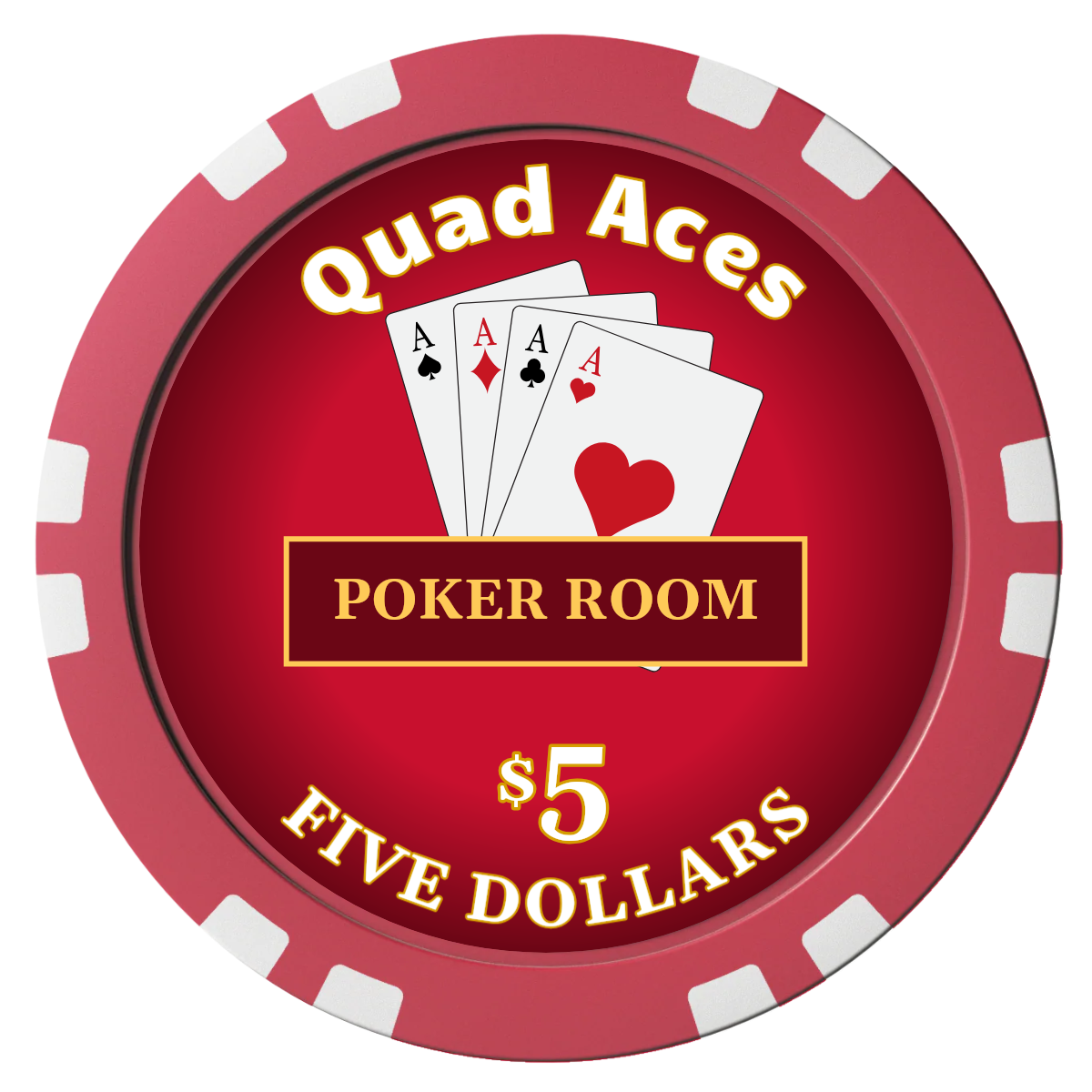 Quad Aces Composite Poker Chips - Red / Double Stripe - Front