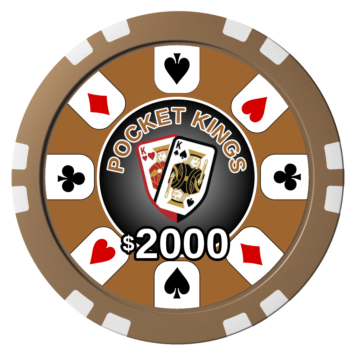 Pocket Kings Composite Poker Chips - Brown / Double Stripe - Front