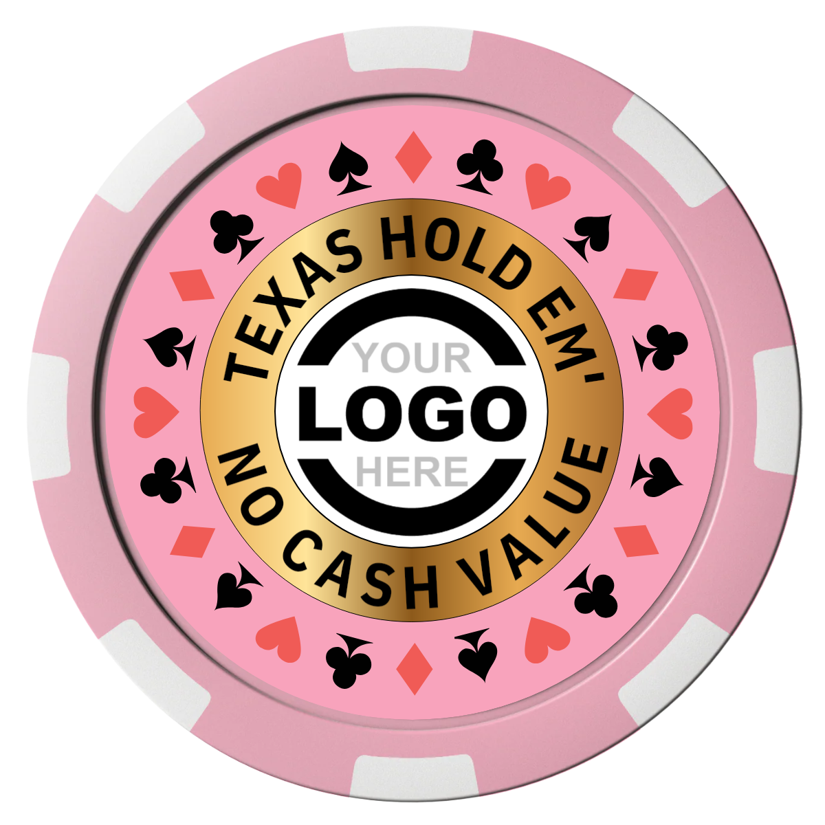 Texas Hold Em' Composite Poker Chips - Pink / 8 Spot - Front