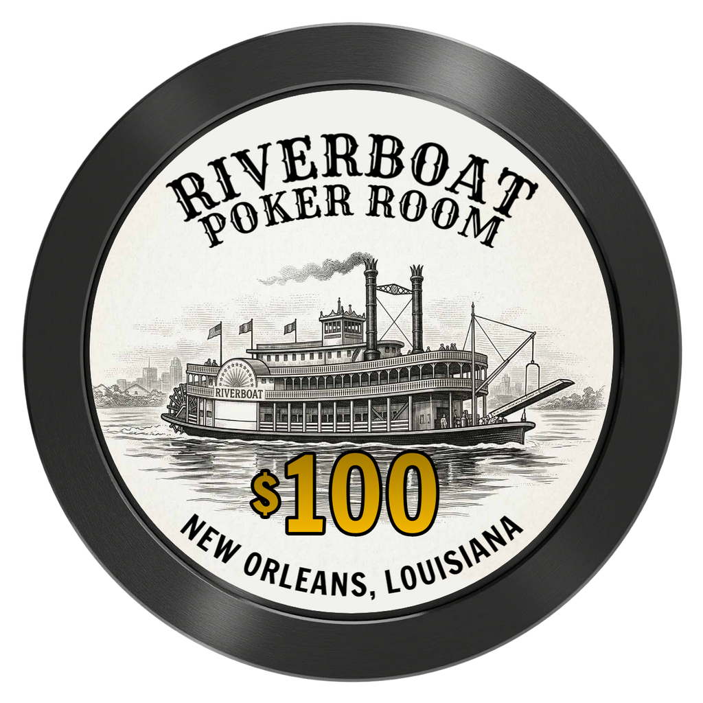 Riverboat Poker Room Aluminum Poker Chips - Black - Back