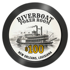 Riverboat Poker Room Aluminum Poker Chips - Black - Back