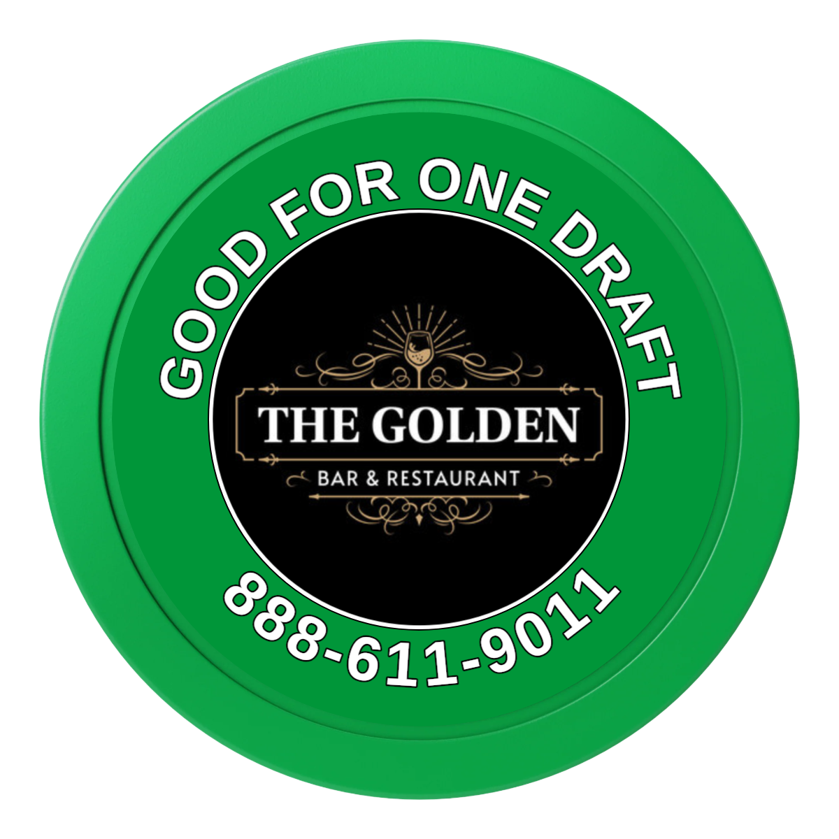 Branded Logo Bar Drink Token 2" Oversized Poker Chip - Custom Dealer Button & Card Protector - Green - Front