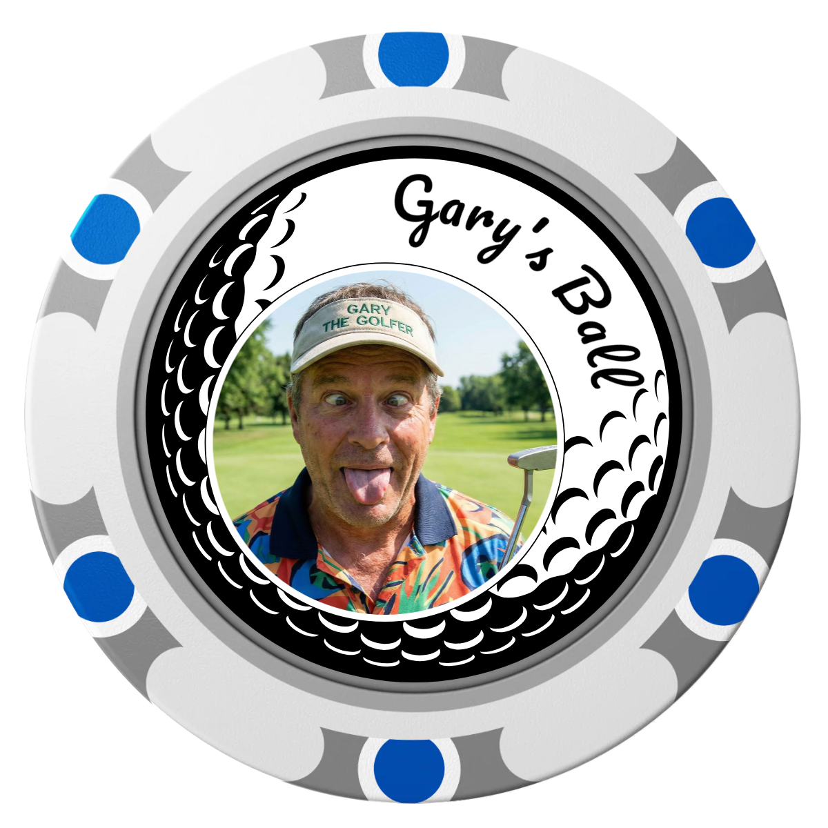 Gary's Ball Clay Poker Chips - White / Monte Carlo / 40mm - Front