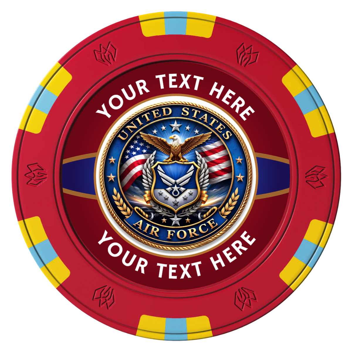 Air Force Clay Poker Chips - Red / 6 Spot Gem / 43mm - Front