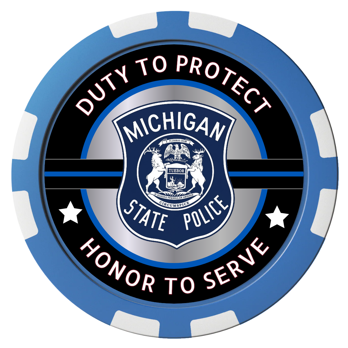 Police Department #01 Composite Poker Chips - Blue / 8 Stripe - Back