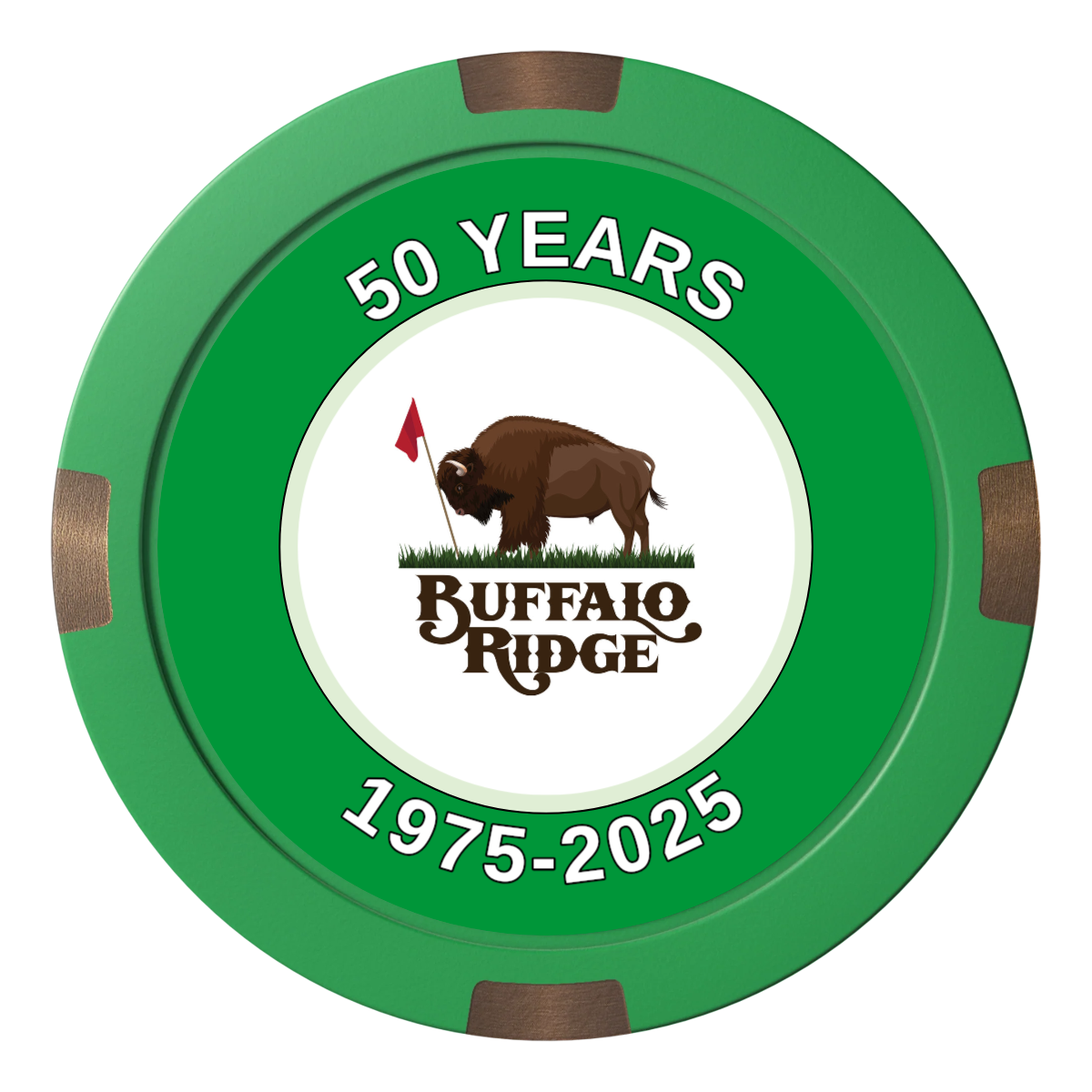 Branded Golf Pro Shop Composite & Metal Hybrid Poker Chips - Green / 4 Spot - Front