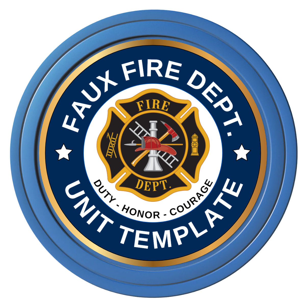 Faux Fire Dept. #01 Composite Poker Chips - Blue / Solid - Front
