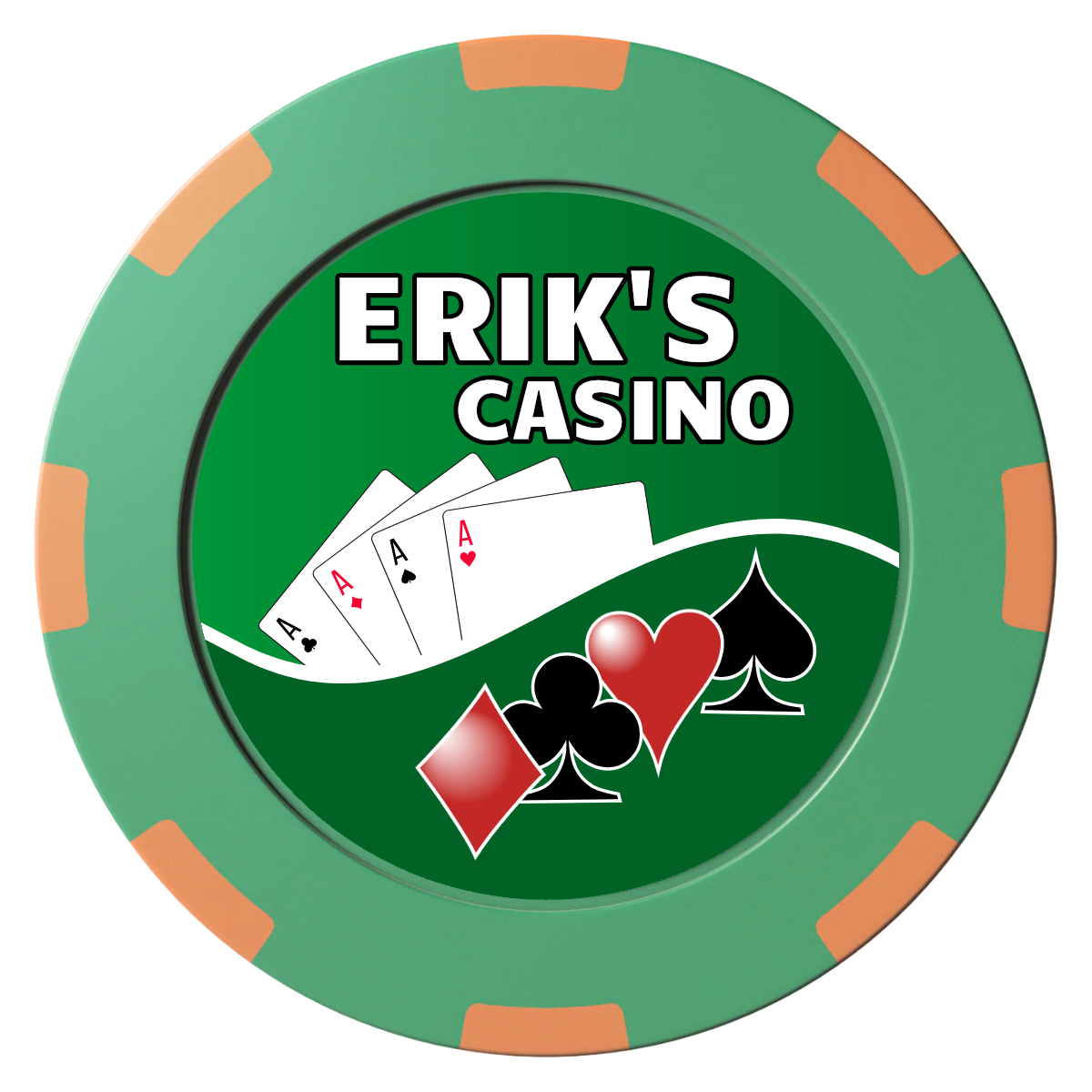 Erik's Casino Clay Poker Chips - Green / 8 Spot (2 Tone) / 40mm - Front