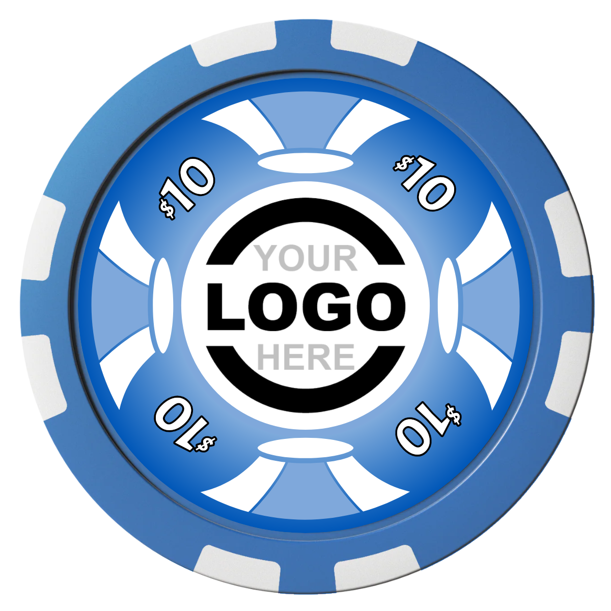 Alan Baker 4-2S A Composite Poker Chips - Blue / 8 Stripe - Front