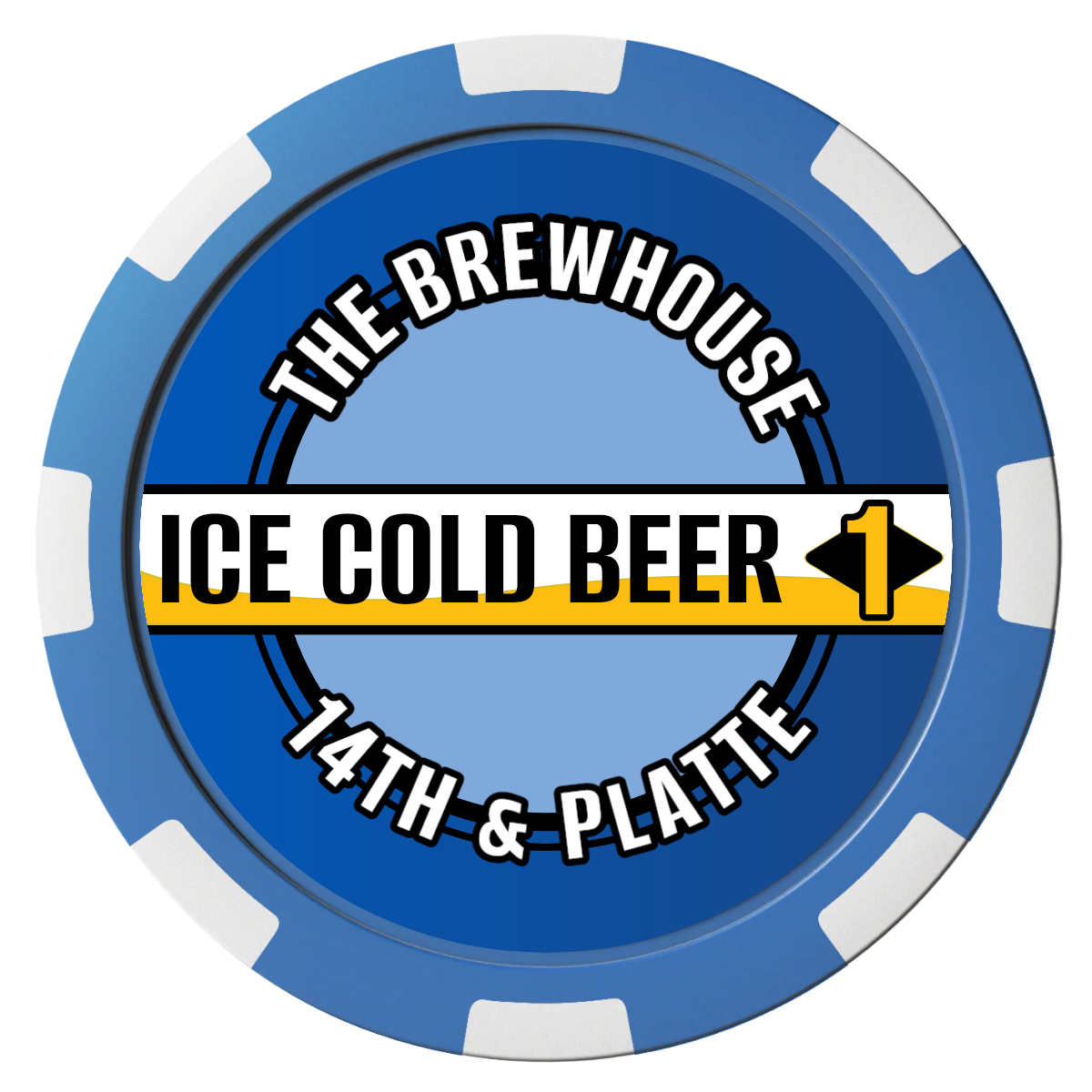 Ice Cold Beer Drink Token Composite Poker Chips - Blue / 8 Spot - Front