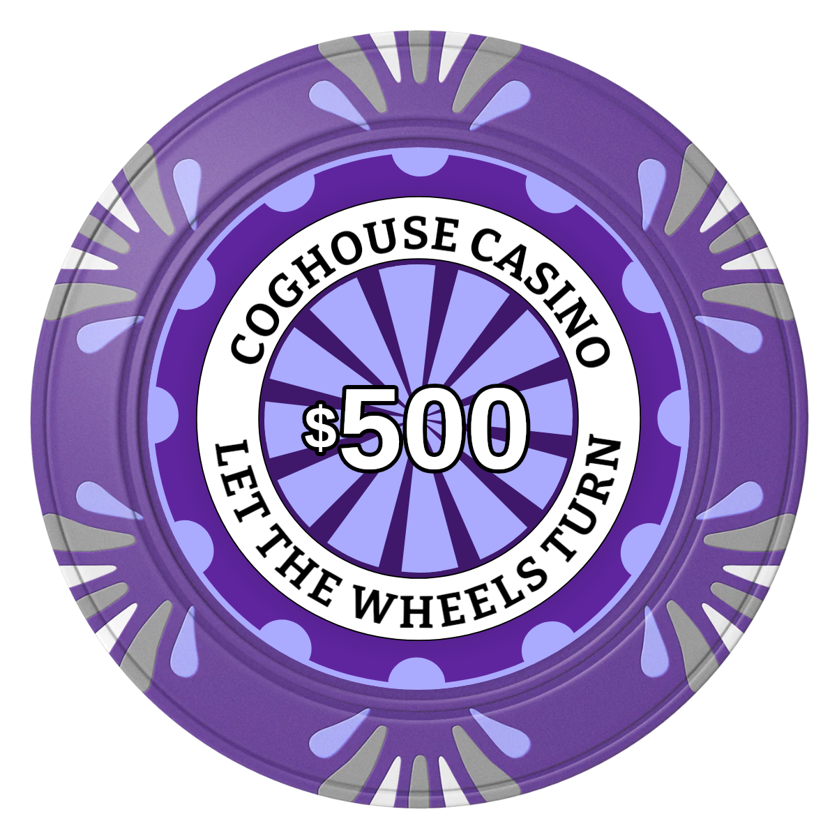 Cog House Clay Poker Chips - Purple / Macau / 40mm - Front