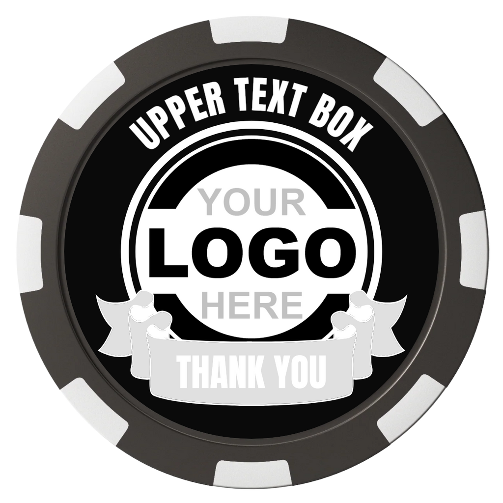 Lower Banner Composite Poker Chips - Black / 8 Spot - Back