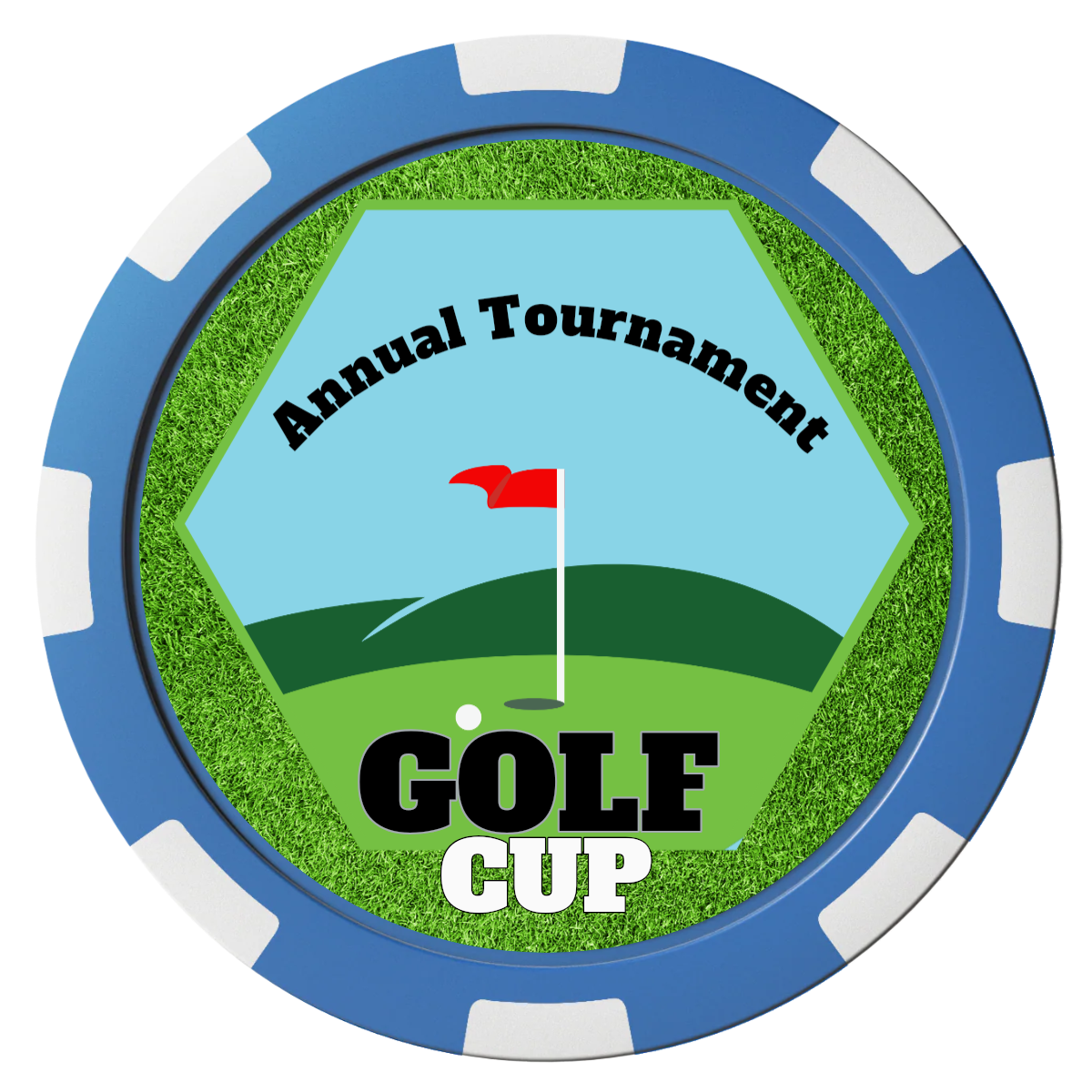 Golf Cup Magnetic Composite Poker Chips - Blue / 8 Spot - Front