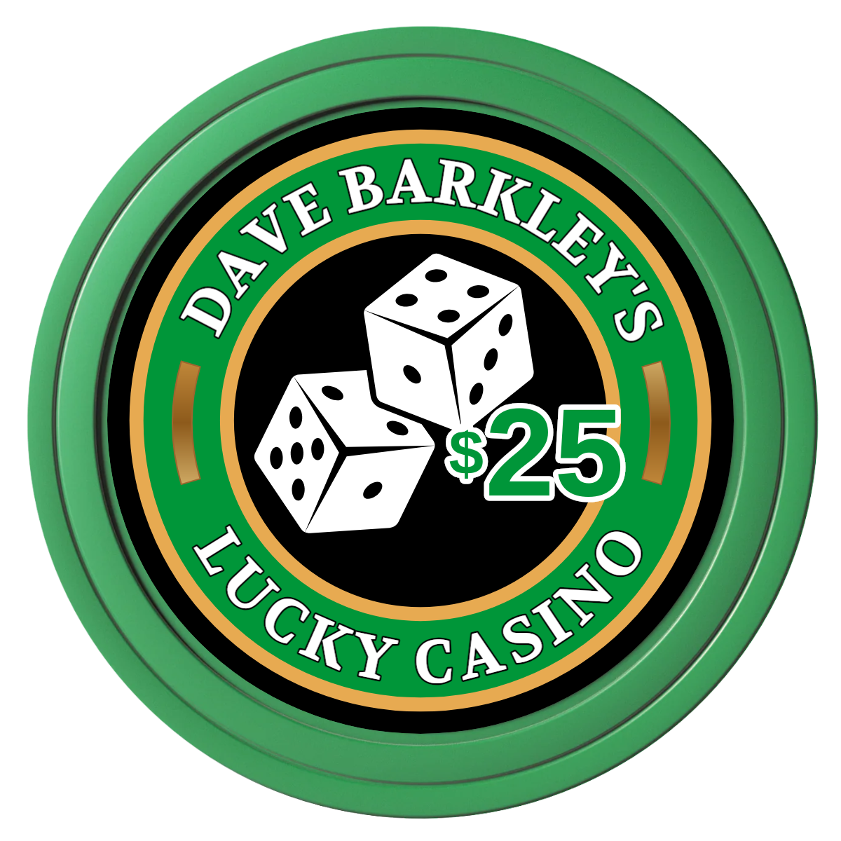Dave's Lucky Casino Composite Poker Chips - Green / Solid - Front