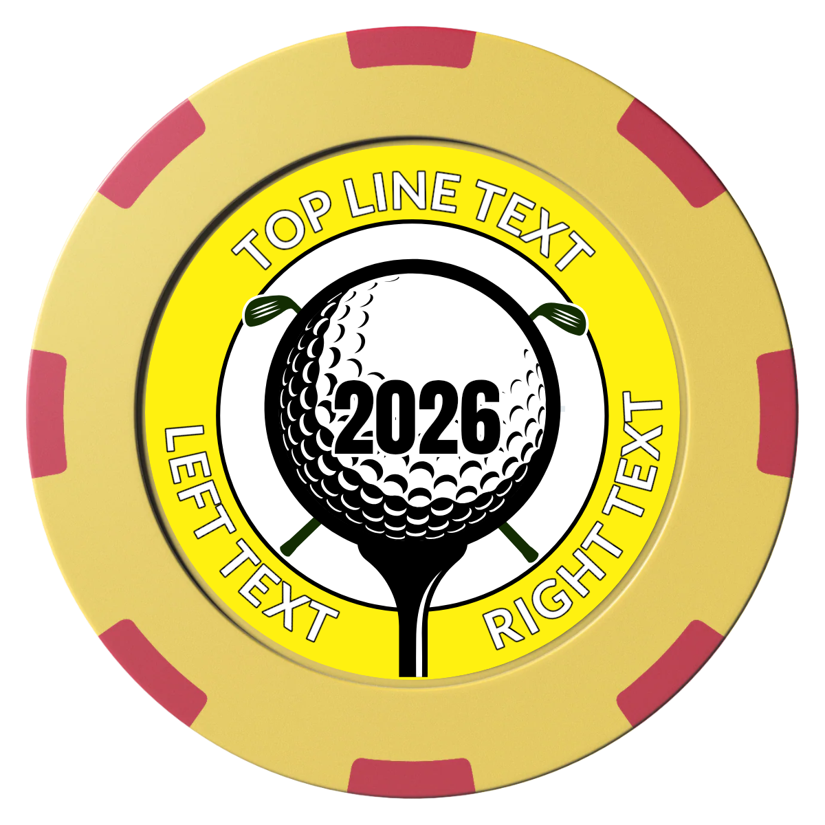 Tee it up Clay Poker Chips - Yellow / 8 Spot (2 Tone) / 40mm - Front