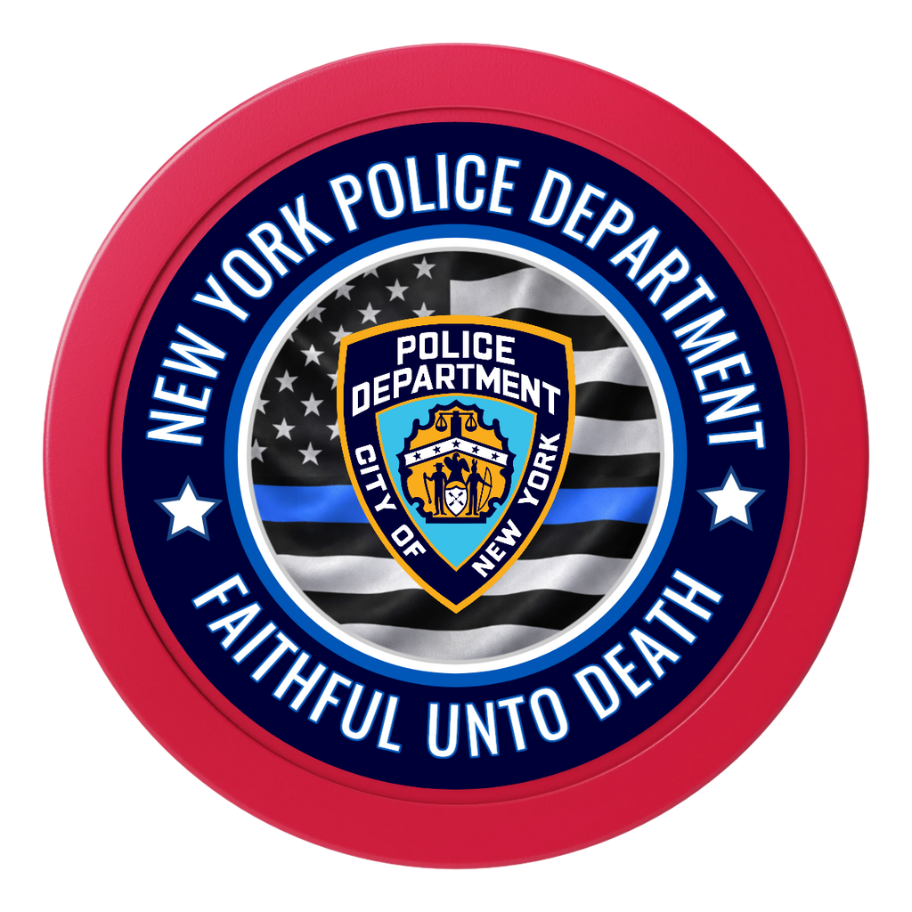 NYPD Safe and Fair 2" Oversized Poker Chips - Red - Front
