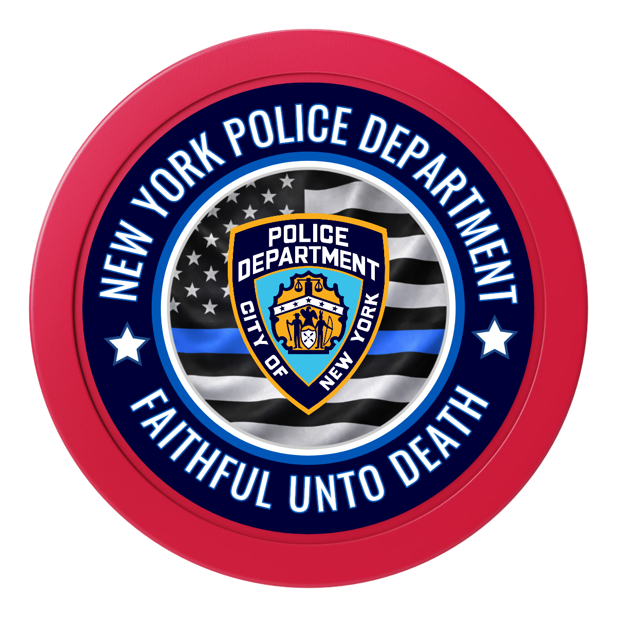 NYPD Safe and Fair 2" Oversized Poker Chips - Red - Front
