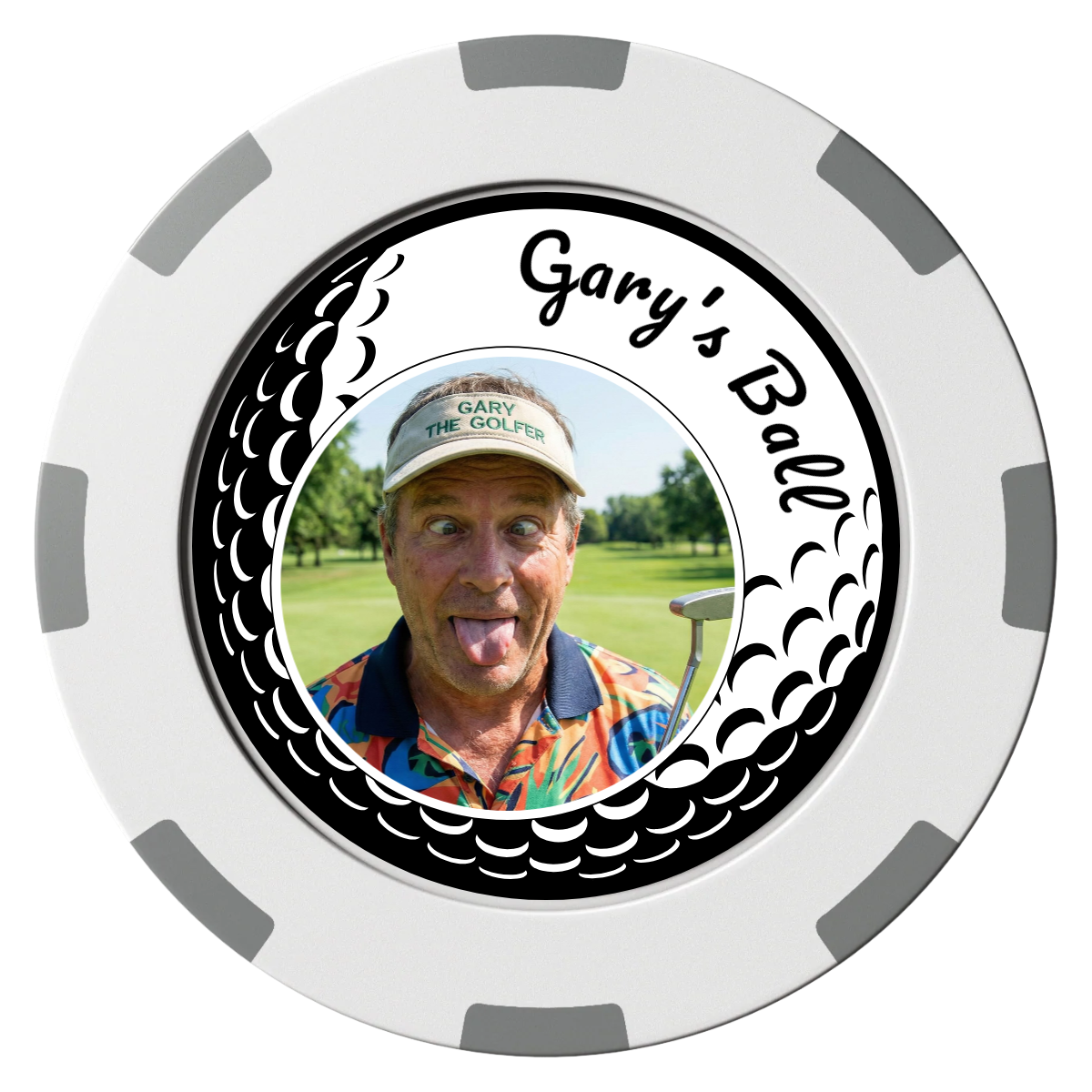 Gary's Ball Clay Poker Chips - White / 8 Spot (2 Tone) / 40mm - Front