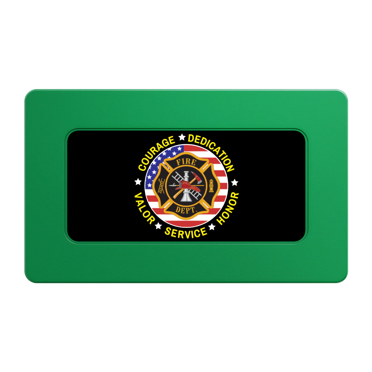 Firefighter Maltese Cross Rectangular Poker Chip Plaques - Green - Back