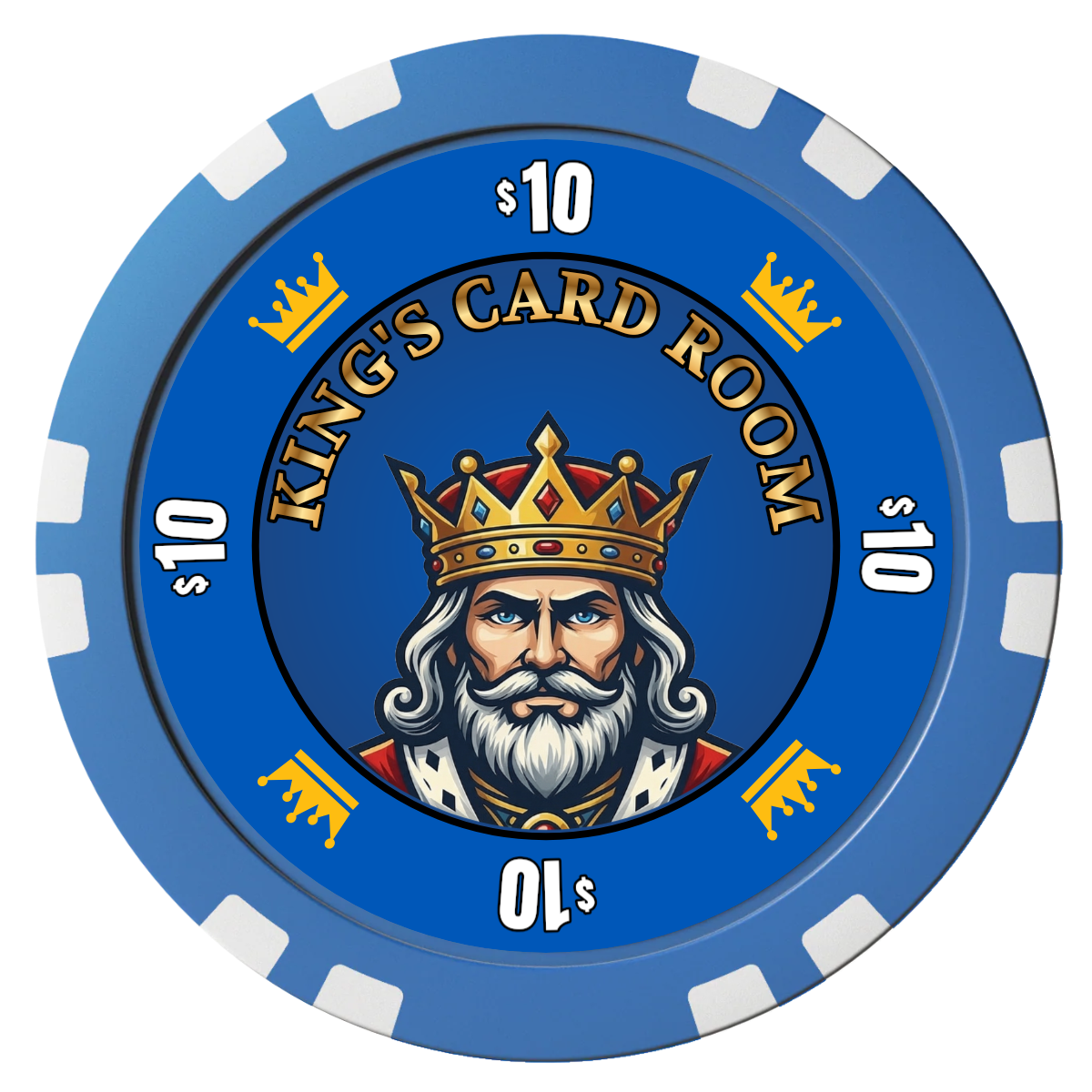 Kings Composite Poker Chips - Blue / Double Stripe - Front