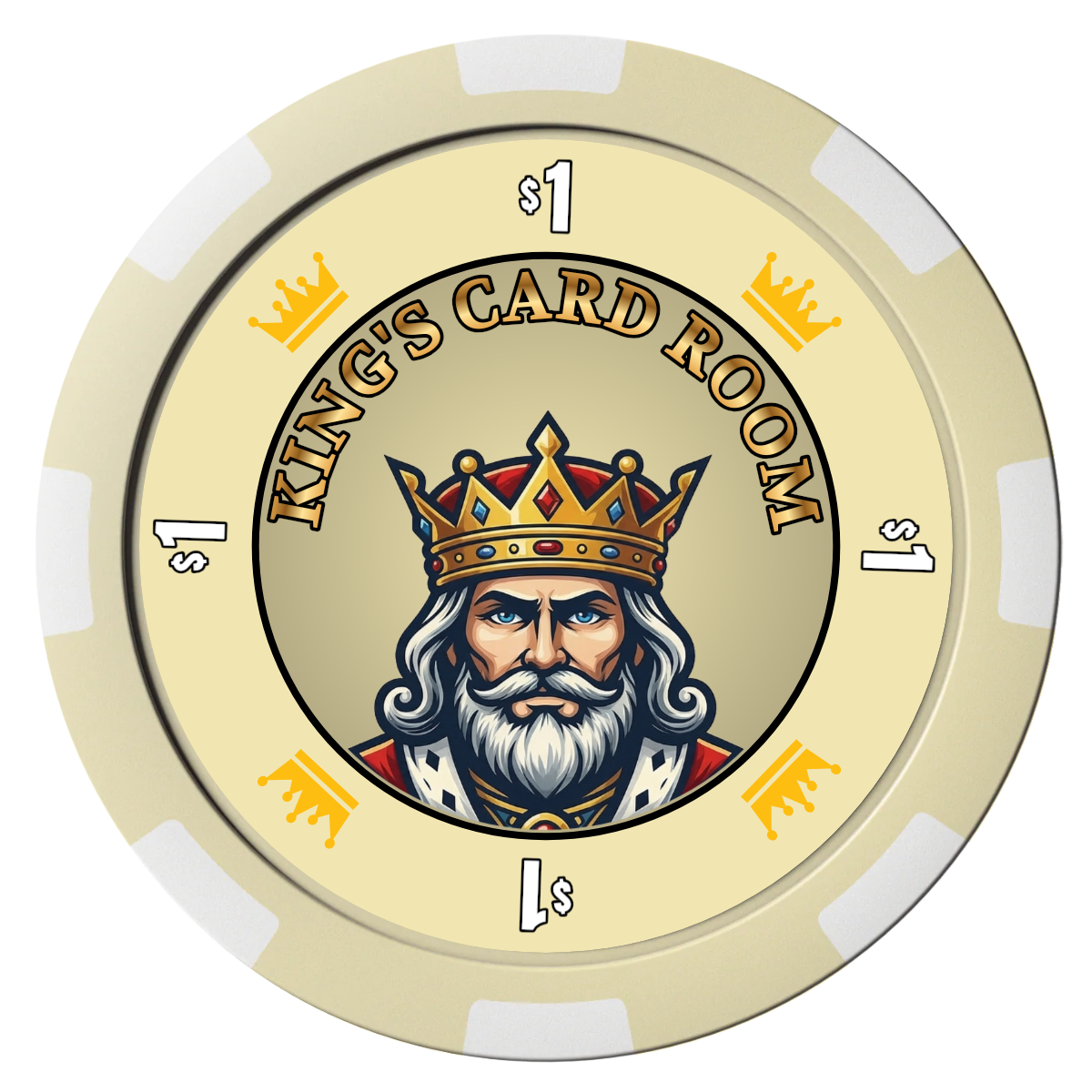 Kings Magnetic Composite Poker Chips - Ivory / 8 Spot - Front