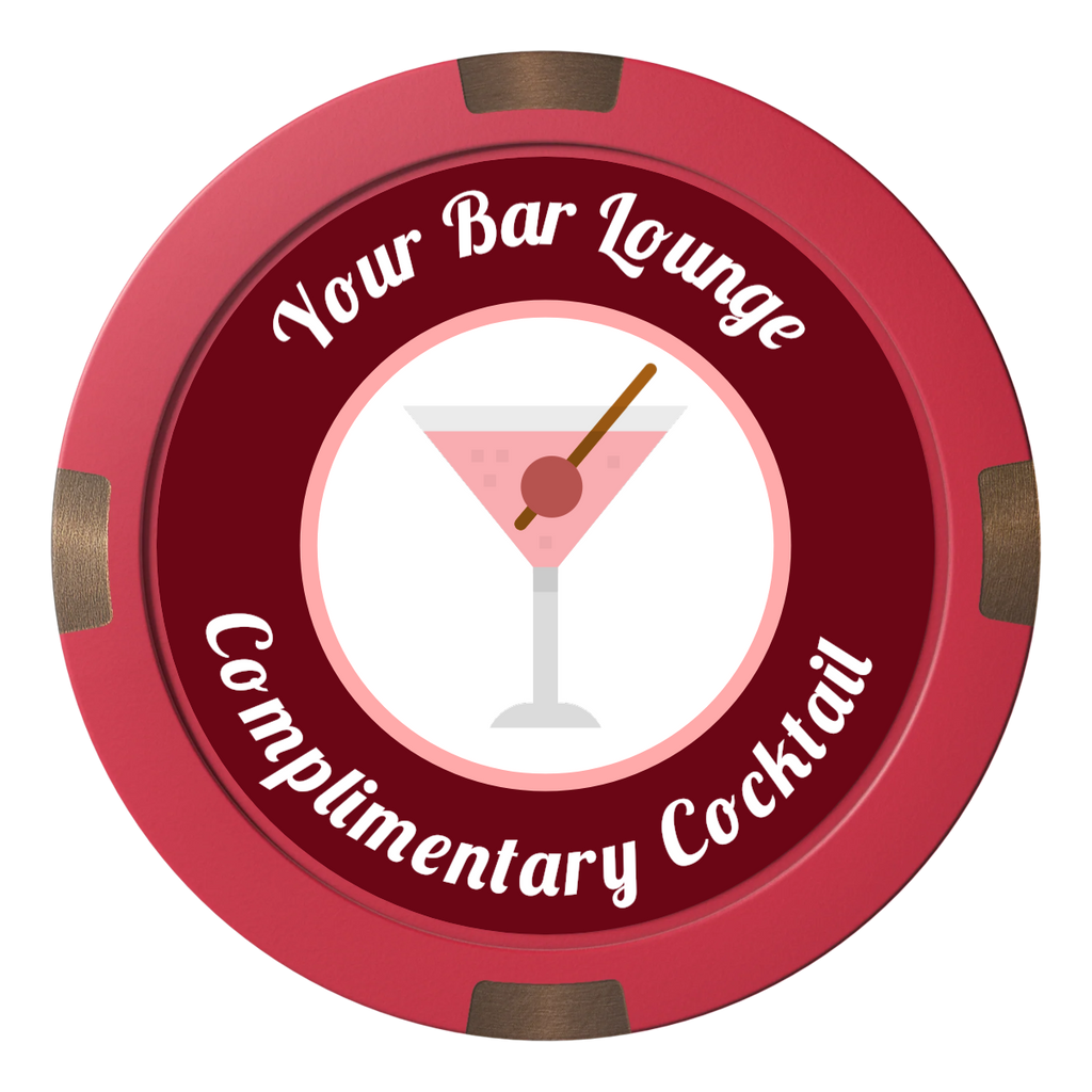 Fancy Drink Composite & Metal Hybrid Poker Chips - Red - Front