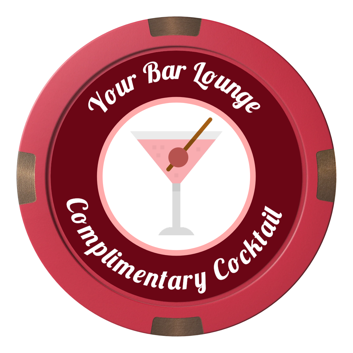 Fancy Drink Composite & Metal Hybrid Poker Chips - Red - Front