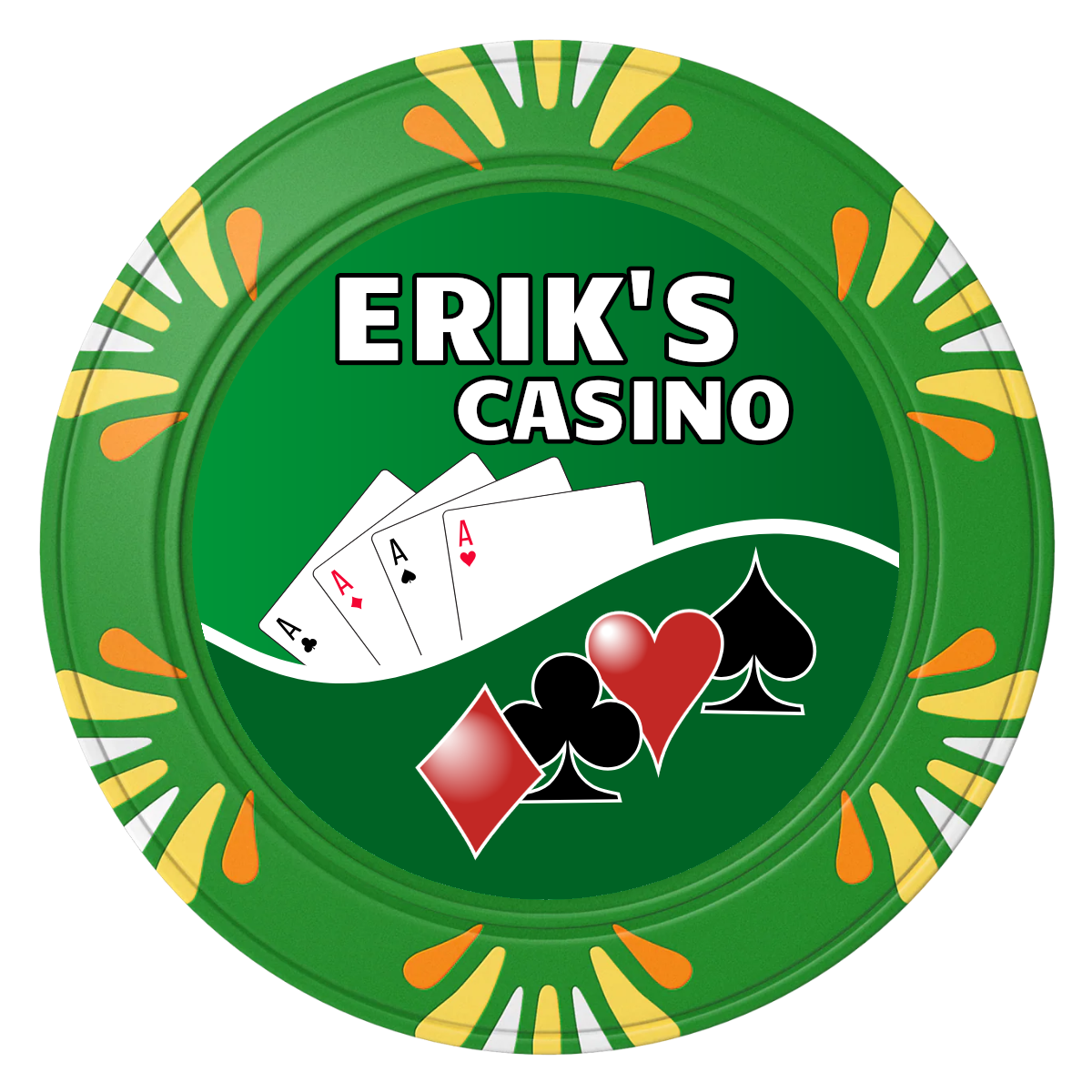 Erik's Casino Clay Poker Chips - Green / Macau / 40mm - Front