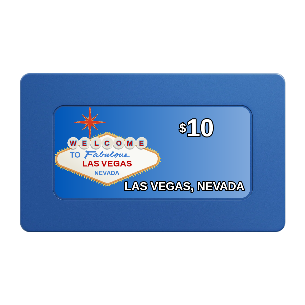 Vegas Sign Rectangular Poker Chip Plaques - Blue - Front
