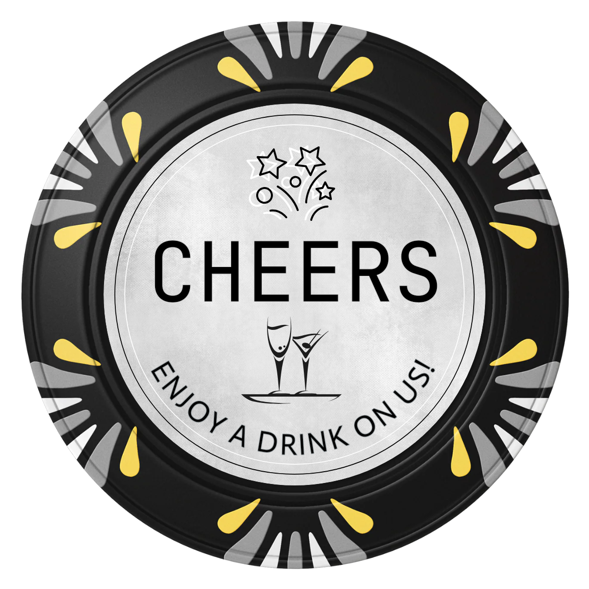 Chique Wedding Token Clay Poker Chips - Black / Macau / 40mm - Front