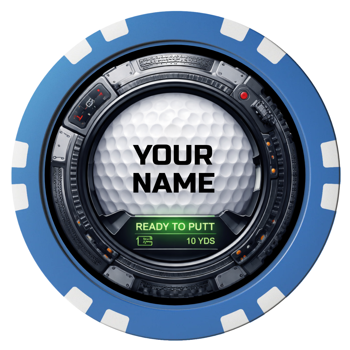 Auto Marked IV Composite Poker Chips - Blue / Double Stripe - Front